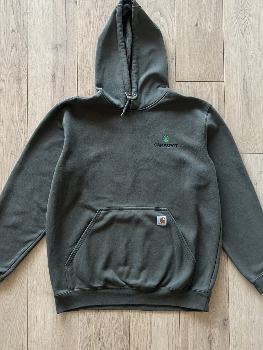 Carhartt Men's Army Green Pullover Hoodie Loose Fit Campspot Pockets Size L